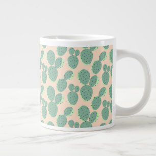 Grande Tasse Motif de cactus verts et roses