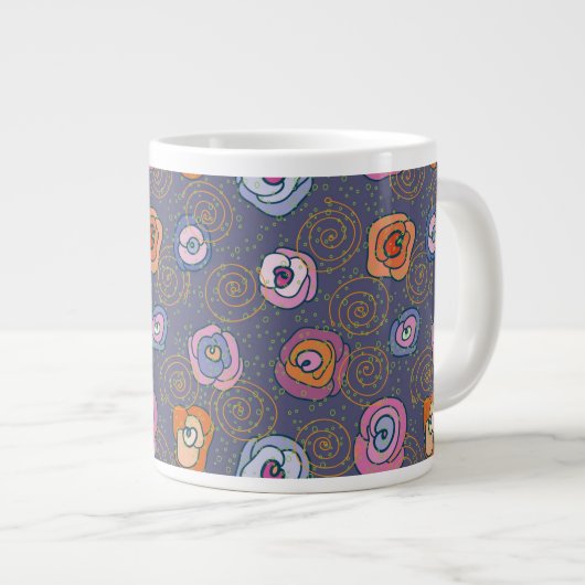 Grande Tasse motif de champ rose Abstrait (Devant droit)