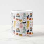 Grande Tasse Motif de chat à main mignon Doodle (Devant)