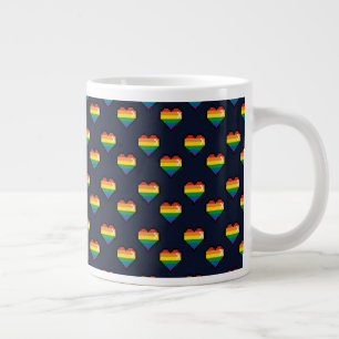 Grande Tasse Motif de coeur Rainbow 8 Bit