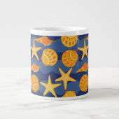 Grande Tasse Motif De Coquillages Bleu Et Orange (Devant)