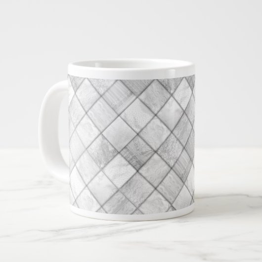 Grande Tasse Motif de courtepointe Argent Faux (Devant gauche)