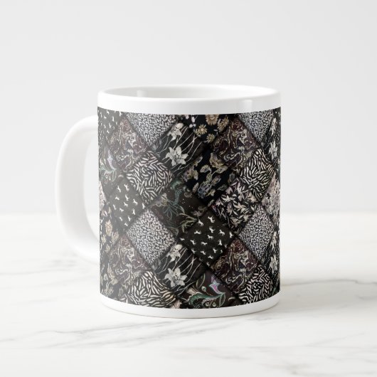 Grande Tasse Motif de courtepointe noir Faux (Devant gauche)