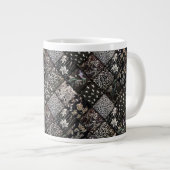 Grande Tasse Motif de courtepointe noir Faux (Devant droit)
