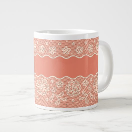 Grande Tasse motif de dentelle, fleur vintage 4 (Devant droit)