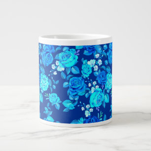 Grande Tasse Motif de fleurs de rose bleue classique-87600