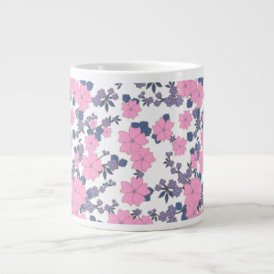 Grande Tasse Motif DE FLEURS ROSE ET PURPLE
