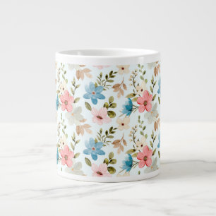 Grande Tasse Motif de fleurs sauvages aquarelles colorées