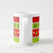 Grande Tasse Motif De Frappes Chevron Rouge Et Vert Noël (Dos)