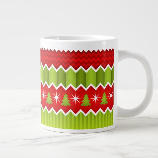 Grande Tasse Motif De Frappes Chevron Rouge Et Vert Noël (Droite)