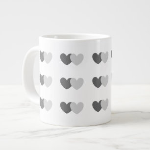 Grande Tasse Motif de la Saint-Valentin avec coeur gris