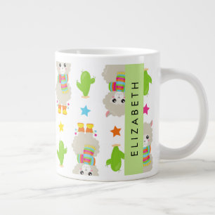 Grande Tasse Motif De Llamas, Alpacas, Cactus, Votre Nom