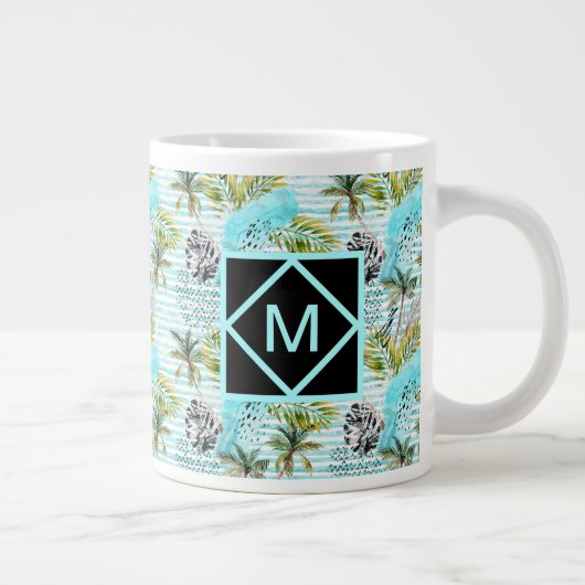 Grande Tasse Motif de palmier à aquarelle Abstrait (Droite)