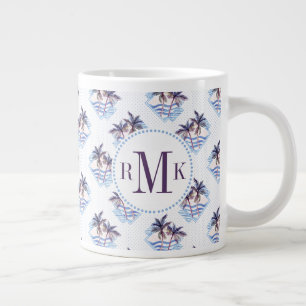 Grande Tasse Motif de palmiers géométriques couleur aquarelle