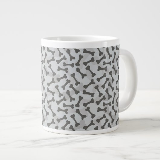 Grande Tasse Motif de texture d'os à fond gris (Devant droit)