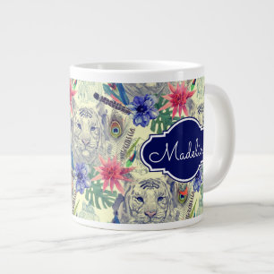 Grande Tasse Motif de tigre de style indien Vintage Ajouter vo