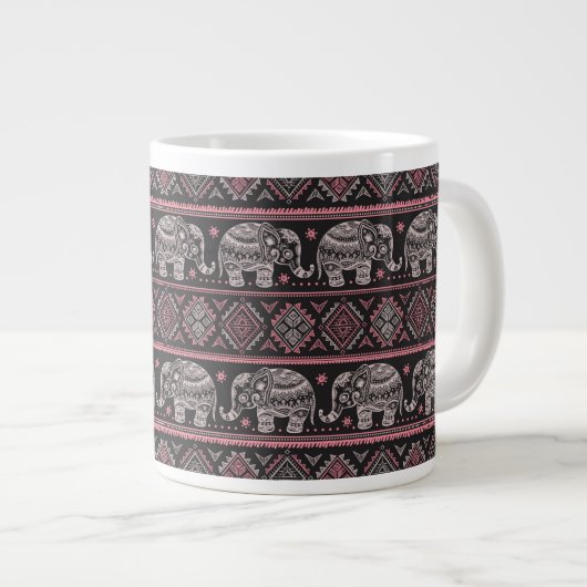 Grande Tasse Motif d'éléphant noir (Devant droit)