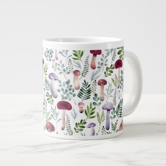 Grande Tasse Motif des champignons d'aquarelle douillette (Devant droit)