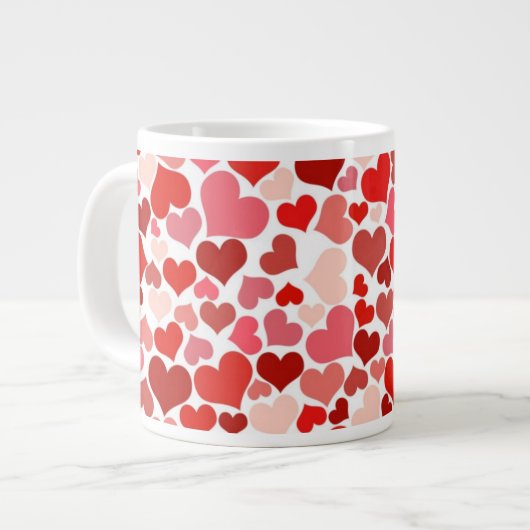 Grande Tasse Motif Des Coeurs, Coeurs Rouges, Amour (Devant gauche)