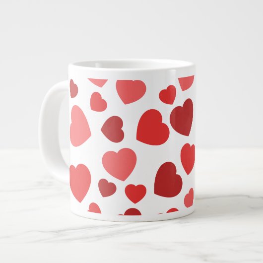 Grande Tasse Motif Des Coeurs, Coeurs Rouges, Motif Des Coeurs (Devant gauche)