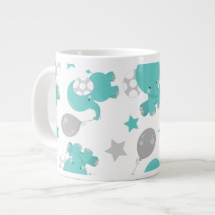 Grande Tasse Motif Des Eléphants Bleus, Eléphants Mignons, Étoi