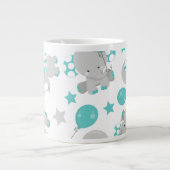 Grande Tasse Motif Des Eléphants, Eléphants Mignons - Gris Bleu (Devant)
