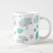 Grande Tasse Motif Des Eléphants, Eléphants Mignons - Gris Bleu (Droite)