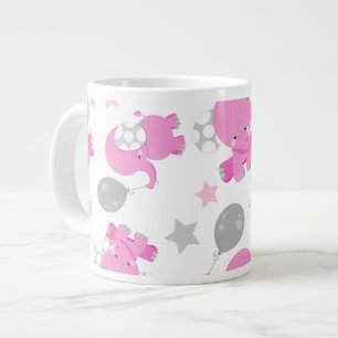Grande Tasse Motif Des Eléphants Roses, Eléphants Mignons, Étoi