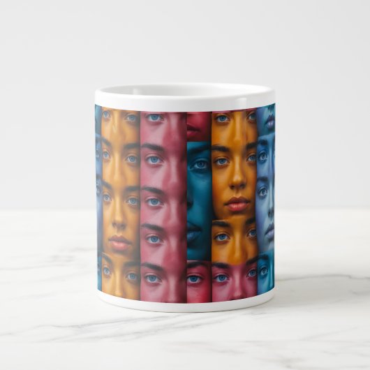 Grande Tasse Motif des faces colorées (Devant)