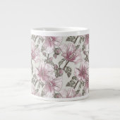 Grande Tasse Motif des fleurs d'hibiscus roses rousses (Devant)