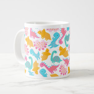 Grande Tasse Motif Dinosaur rose et Turquoise