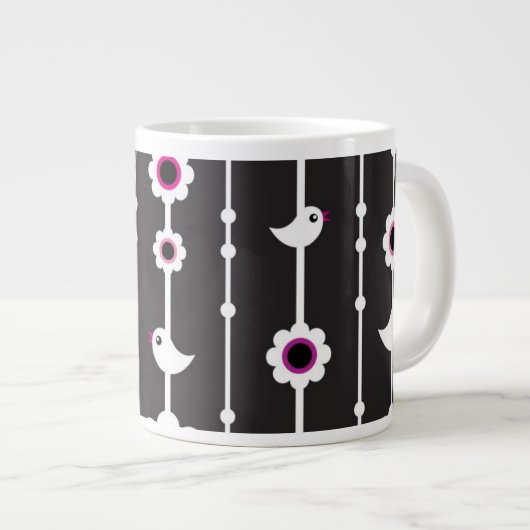 Grande Tasse motif d'oiseau et de fleurs (Devant droit)