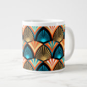 Grande Tasse Motif d'or feuille en palmier géométrique Art Déco (Devant droit)