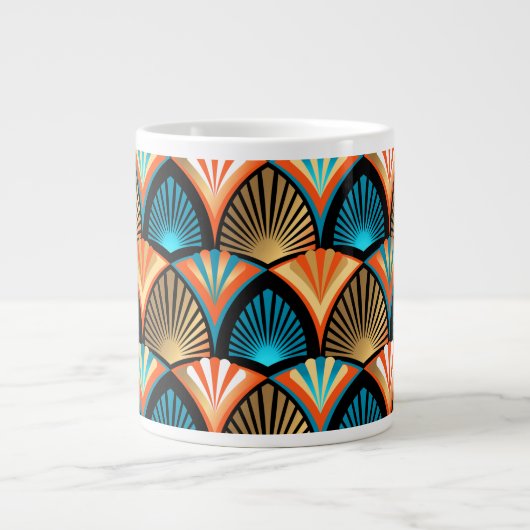 Grande Tasse Motif d'or feuille en palmier géométrique Art Déco (Devant)