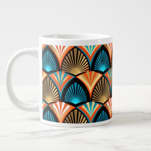 Grande Tasse Motif d'or feuille en palmier géométrique Art Déco (Gauche)
