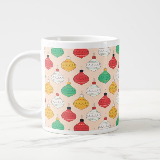 Grande Tasse Motif d'ornements de Noël rétro (Gauche)
