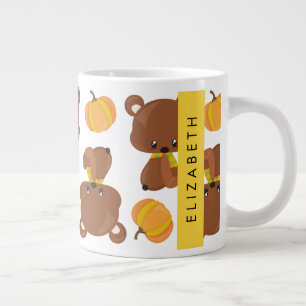 Grande Tasse Motif D'Ours, Mignons Ours, Citrouille, Votre Nom