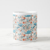 Grande Tasse Motif du Doodle de la Mer du Nord (Devant)