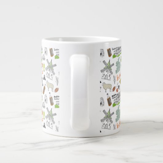 Grande Tasse Motif du Doodle d'Irlande (Dos)