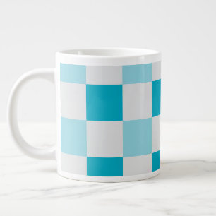 Grande Tasse Motif en damier blanc et bleu