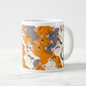 Grande Tasse Motif en diagonale du chat noir blanc gingembre (Devant droit)