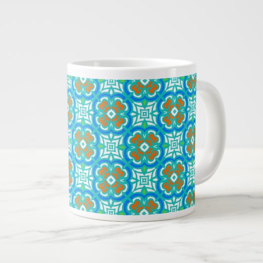 Grande Tasse Motif ethnique Turquoise (Devant droit)