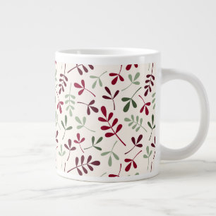 Grande Tasse Motif Feuille assisté Reds & Greens sur Crème
