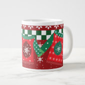 Grande Tasse Motif flocon de neige pull moche rouge vert (Devant droit)