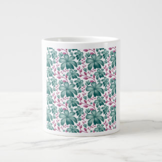 Grande Tasse Motif floral à l'aquarelle sarcelle avec botanique