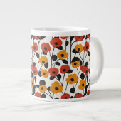 Grande Tasse Motif floral rétro en gras rouge, orange et noir (Devant droit)