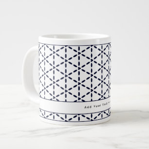 Grande Tasse Motif géométrique bleu marine sur fond blanc