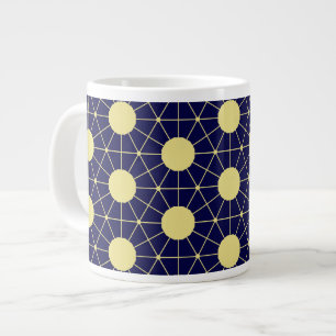 Grande Tasse Motif géométrique élégant en carreaux de bleu mari