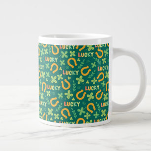 Grande Tasse motif irlandais LUCKY vert