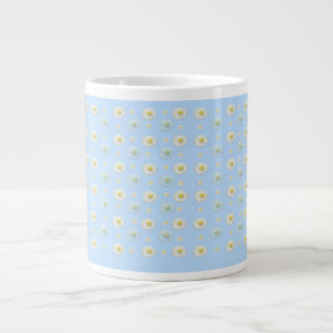 Grande Tasse Motif marguerrier sur arrière - plan bleu clair